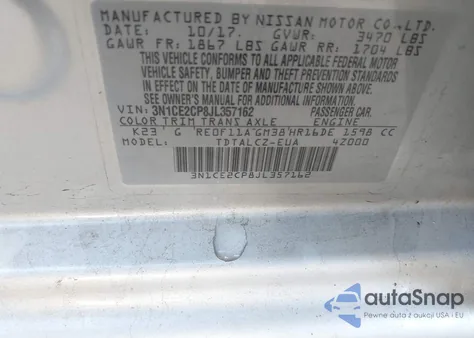 2018 Nissan Versa Note S из США, поврежденный, VIN 3N1CE2CP8JL357162